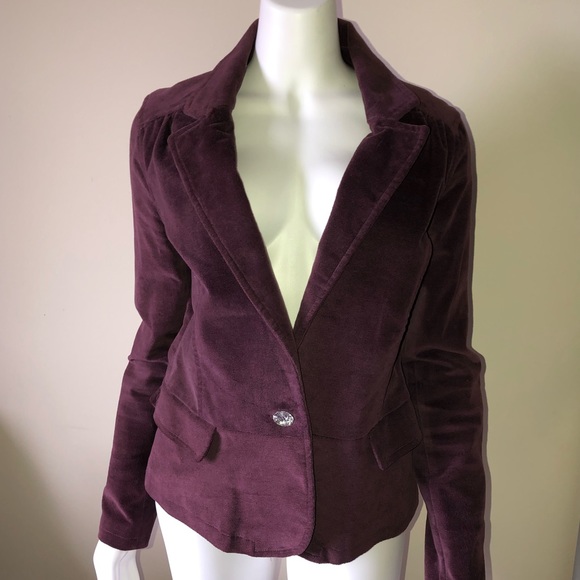 Purple Velvet Blazer Sequins Elbows Velvet Jacket Purple Coat - Picture 2 of 10